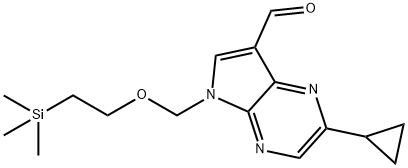 5H-Pyrrolo[2,3-b]pyrazine-7-carboxaldehyde, 2-cyclopropyl-5-[[2-(trimethylsilyl)ethoxy]methyl]- 结构式