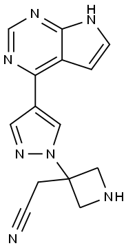 3-(4-(7H-吡咯[2,3-D]嘧啶-4-基)-1H-吡唑-1-基)-3-(氰甲基)氮杂丁烷 结构式