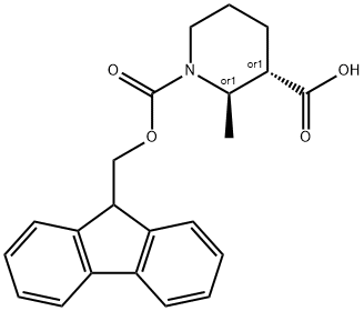 Rel-(2R,3S)-1-(((9H-fluoren-9-yl)methoxy)carbonyl)-2-methylpiperidine-3-carboxylic acid 结构式