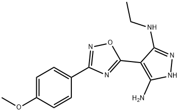 3-N-乙基-4-[3-(4-甲氧基苯基)-1,2,4-噁二唑-5-基]-1H-吡唑-3,5-二胺 结构式