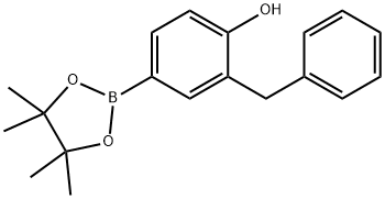2-苄基-4-(4,4,5,5-四甲基-1,3,2-二氧硼杂环戊烷-2-基)苯酚 结构式