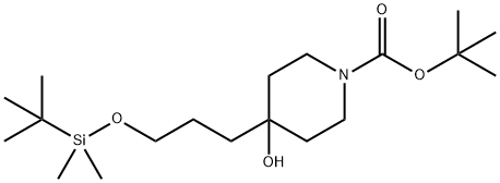 1-Piperidinecarboxylic acid, 4-[3-[[(1,1-dimethylethyl)dimethylsilyl]oxy]propyl]-4-hydroxy-, 1,1-dimethylethyl ester 结构式