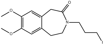 盐酸伊伐布雷定杂质E, 3-(3-碘丙基)-7, 8-二甲氧基-1, 3,4,5-四氢-2H-3-苯并氮杂-2-酮 结构式