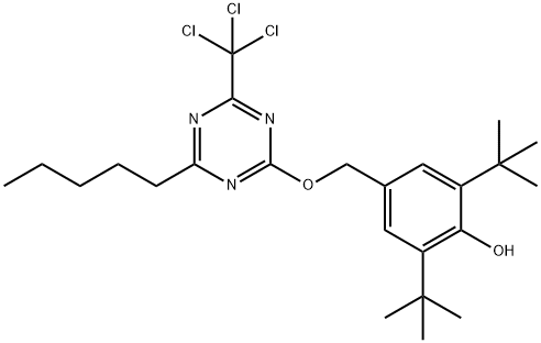 Phenol, 2,6-bis(1,1-dimethylethyl)-4-[[[4-pentyl-6-(trichloromethyl)-1,3,5-triazin-2-yl]oxy]methyl]- 结构式