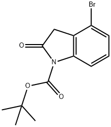 1H-吲哚-1-羧酸4-溴-2,3-二氢-2-氧代-1,1-二甲基乙酯 结构式