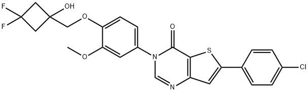 Thieno[3,2-d]pyrimidin-4(3H)-one, 6-(4-chlorophenyl)-3-[4-[(3,3-difluoro-1-hydroxycyclobutyl)methoxy]-3-methoxyphenyl]- 结构式