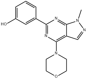 3-[1-Methyl-4-(4-morpholinyl)-1H-pyrazolo[3,4-d]pyrimidin-6-ylphenol 结构式