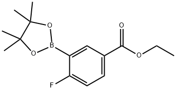 4-氟-3-(4,4,5,5-四甲基-1,3,2-二氧杂硼烷-2-基)苯甲酸乙酯 结构式