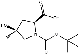 (2S,4S)-1-(叔丁氧基羰基)-4-羟基-4-甲基吡咯烷-2-羧酸 结构式