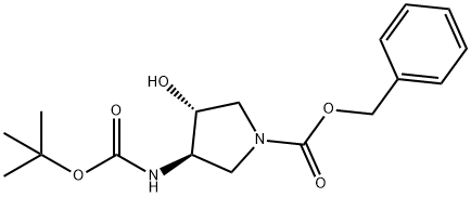 (3R,4R)-3-叔丁氧羰基氨基-4-羟基-吡咯烷-1-羧酸苄基酯 结构式