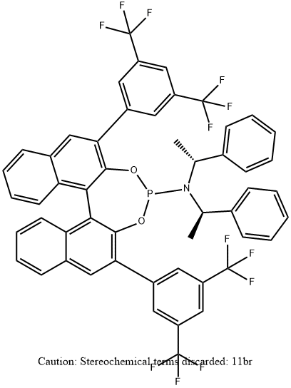 (11BR)-2,6-双[3,5-双(三氟甲基)苯基]-N,N-双[(1R)-1-苯乙基]二萘并[2,1-D:1',2'-F][1,3,2]二氧杂膦-4-胺 结构式