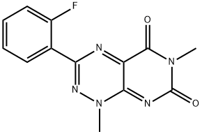 Pyrimido[5,4-e]-1,2,4-triazine-5,7(1H,6H)-dione, 3-(2-fluorophenyl)-1,6-dimethyl- 结构式
