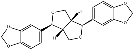 1H,3H-Furo[3,4-c]furan-3a(4H)-ol, 1,4-bis(1,3-benzodioxol-5-yl)dihydro-, (1S,3aS,4S,6aR)- 结构式