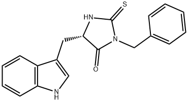 (5S)-3-benzyl-5-(1H-indol-3-ylmethyl)-2-sulfanylideneimidazolidin-4-one 结构式