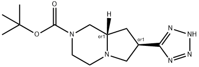 Pyrrolo[1,2-a]pyrazine-2(1H)-carboxylic acid, hexahydro-7-(2H-tetrazol-5-yl)-, 1,1-dimethylethyl ester, (7R,8aS)-rel- 结构式