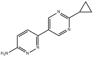 3-Amino-6-(2-cyclopropylpyrimidyl-5-yl)pyridazine 结构式