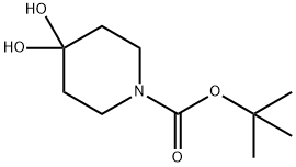 4,4-二羟基哌啶-1-羧酸叔丁酯 结构式