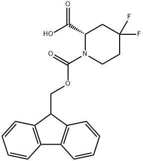 (S)-1-(((9H-芴-9-基)甲氧基)羰基)-4,4-二氟哌啶-2-羧酸 结构式