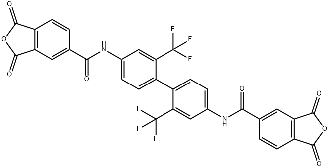 N,N'-(2,2-双(三氟甲基)-[1,1'-联苯]-4,4'-二基)双(1,3-二侧氧基-1,3-二氢异苯并呋喃-5-羧基酰胺) 结构式
