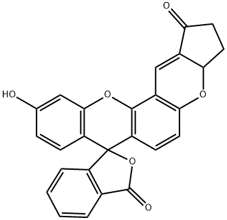 piro[7H-cyclopenta[5,6]pyrano[2,3-c]xanthene-7,1'(3'H)-isobenzofuran]-1,3'(2H)-dione, 3,3a-dihydro-10-hydroxy- 结构式
