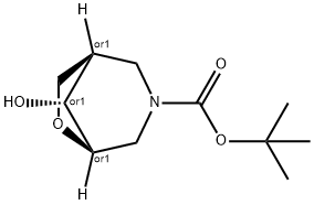 tert-butyl (1S,5S,8S)-rel-8-hydroxy-6-oxa-3-azabicyclo[3.2.1]octane-3-carboxylate 结构式