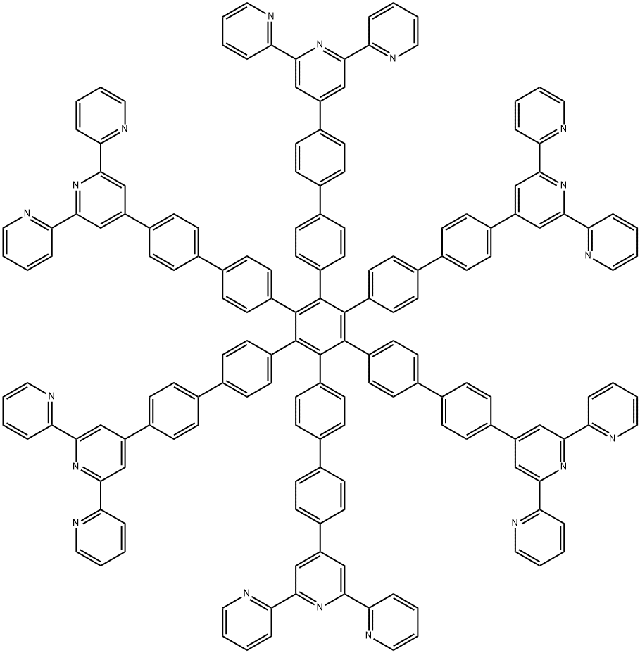 1,2,3,4,5,6-hexa (4'-biphenyl-4'-tripyridinyl) benzene 结构式