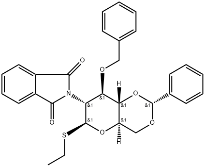乙基 2-脱氧-2-(1,3-二氢-1,3-二氧代-2H-异吲哚-2-基)-3-O-(苯基甲基)-4,6-O-[(R)-苯基亚甲基]-1-硫代-BETA-D-吡喃葡萄糖苷 结构式