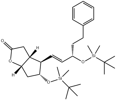 2H-CYCLOPENTA[B]FURAN-2-ONE, 5-[[(1,1-DIMETHYLETHYL)DIMETHYLSILYL]OXY]-4-[(1E,3S)-3-[[(1,1-DIMETHYLE 结构式