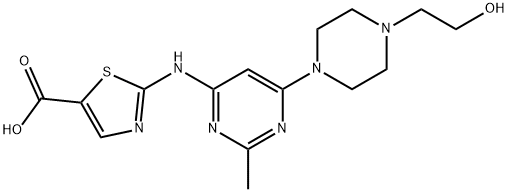 2-[[6-[4-(2-Hydroxyethyl)-1-piperazinyl]-2-methyl-4-pyrimidinyl]amino]-5-thiazolecarboxylic acid 结构式