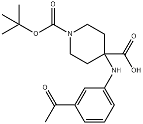 4-((3-乙酰基苯基)氨基)-1-(叔-丁氧羰基)哌啶-4-羧酸 结构式