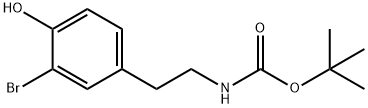 (3-溴-4-羟基苯乙基)氨基甲酸叔丁酯 结构式