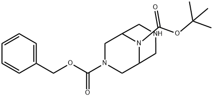 (1R,5S)-3-苯甲基 9-叔-丁基 3,7,9-三氮杂二环[3.3.1]壬烷-3,9-二甲酸基酯 结构式