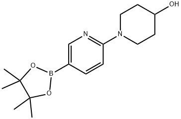 1-(5-(4,4,5,5-四甲基-1,3,2-二氧杂硼硼烷-2-基)吡啶-2-基)哌啶-4-醇 结构式