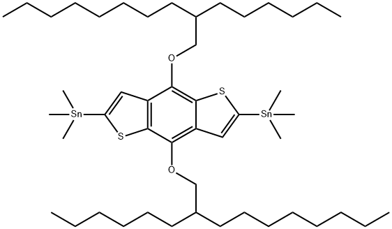 (4,8-Bis((2-hexyldecyl)oxy)benzo[1,2-b:4,5-b']dithiophene-2,6-diyl)bis(trimethylstannane) 结构式