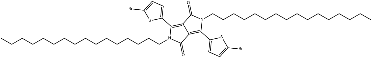 Pyrrolo[3,4-c]pyrrole-1,4-dione, 3,6-bis(5-bromo-2-thienyl)-2,5-dihexadecyl-2,5-dihydro- 结构式