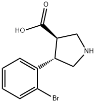 3-Pyrrolidinecarboxylic acid, 4-(2-bromophenyl)-, (3R,4S)- 结构式