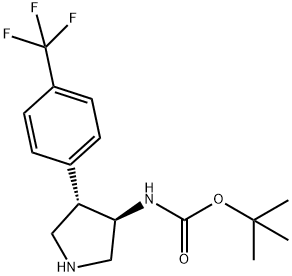 Carbamic acid, N-[(3R,4S)-4-[4-(trifluoromethyl)phenyl]-3-pyrrolidinyl]-, 1,1-dimethylethyl ester 结构式