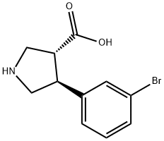 3-Pyrrolidinecarboxylic acid, 4-(3-bromophenyl)-, (3R,4S)- 结构式