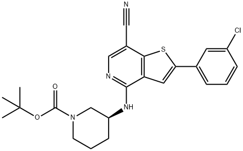 TERT-BUTYL (3S)-3-[[7-CARBAMOYL-2-(4-CHLOROPHENYL)THIENO[3,2-C]PYRIDIN-4-YL]AMINO]PIPERIDINE-1-CARBOXYLATE 结构式