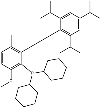 Dicyclohexyl-[(2',4',6'-triisopropyl-3-methoxy-6-methyl-1-1'-biphenyl)2-yl]phosphine 结构式