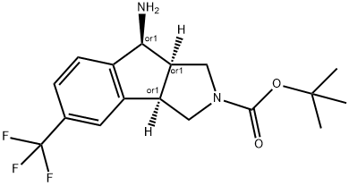 Indeno[1,2- c ]pyrrole-2(1 H )-carboxylic acid, 8-
amino-3,3a,8,8a-tetrahydro-5-(trifluoromethyl)-,
1,1-dimethylethyl ester, (3aR ,8S ,8aR )- rel - 结构式