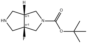rel-tert-butyl (3aR,6aR)-3a-fluorohexahydropyrrolo[3,4-c]pyrrole-2(1H)-carboxylate 结构式