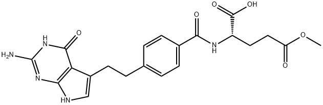 L-Glutamic acid, N-[4-[2-(2-amino-4,7-dihydro-4-oxo-3H-pyrrolo[2,3-d]pyrimidin-5-yl)ethyl]benzoyl]-, 5-methyl ester 结构式