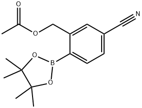 5-氰基-2-(4,4,5,5-四甲基-1,3,2-二噁硼戊环-2-基)苯甲基醋酸盐 结构式