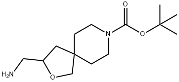 叔-丁基 3-(氨基甲基)-2-氧杂-8-氮杂螺[4.5]癸烷-8-甲酸基酯 结构式