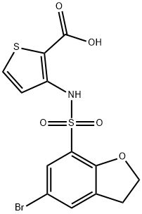 2-Thiophenecarboxylic acid, 3-[[(5-bromo-2,3-dihydro-7-benzofuranyl)sulfonyl]amino]- 结构式