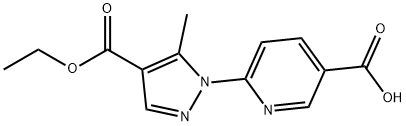 6-[4-(乙氧基羰基)-5-甲基-1H-吡唑-1-基]吡啶-3-羧酸 结构式
