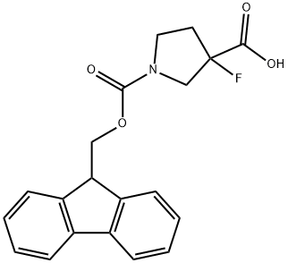 1,3-Pyrrolidinedicarboxylic acid, 3-fluoro-, 1-(9H-fluoren-9-ylmethyl) ester 结构式