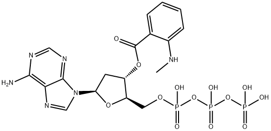 2'- DEOXY- 3'- O- (N'- METHYLANTHRANILOYL)ADENOSINE- 5'- O- TRIPHOSPHATE ( MANT-DATP ) 结构式