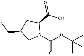 1,2-Pyrrolidinedicarboxylic acid, 4-ethyl-, 1-(1,1-dimethylethyl) ester, (2S,4S)- 结构式